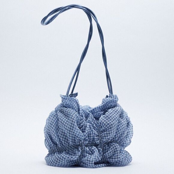 ZARA GINGHAM ORGANZA BAG - Picture 1 of 7